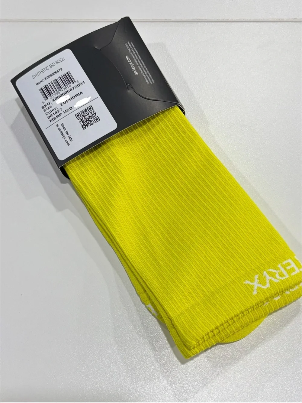 Arc’teryx Men's Large Synthetic Mid Crew Sock Adult Women's Euporia Yellow NWT
